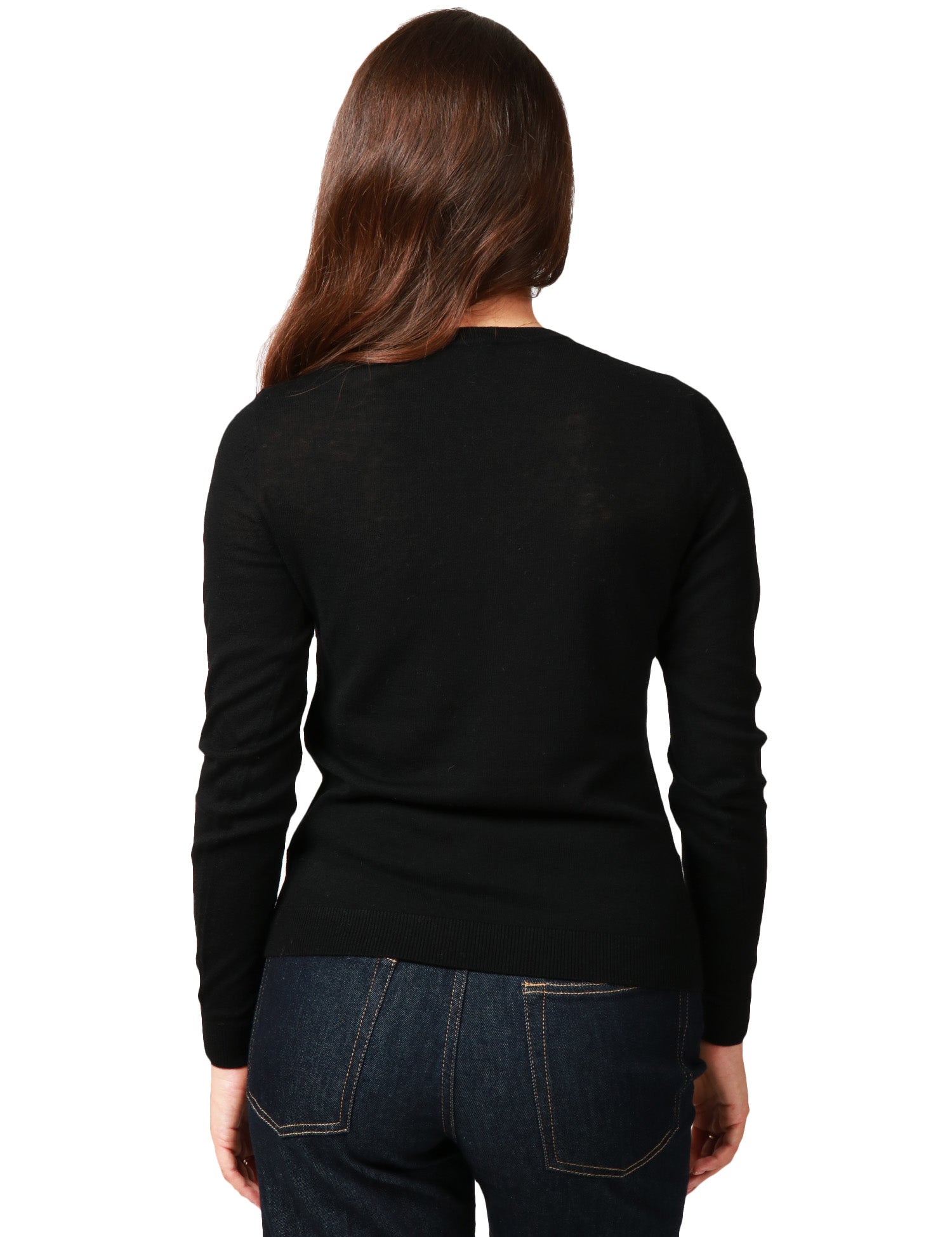 MAGLIA DONNA ELISABETTA FRANCHI NERA IN MISTO LANA A COSTINE CON TRASPARENZE E DETTAGLIO GIOIELLO