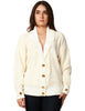 Cardigan donna elisabetta franchi latte in ciniglia bouclè con bottoni logati in metallo dorato