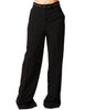 Pantalone donna elisabetta franchi nero a palazzo con nastro logato in vita
