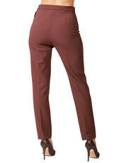 PANTALONE DONNA ELISABETTA FRANCHI COFFEE SLIM CON PATTE DAVANTI E BOTTONI LOGATI