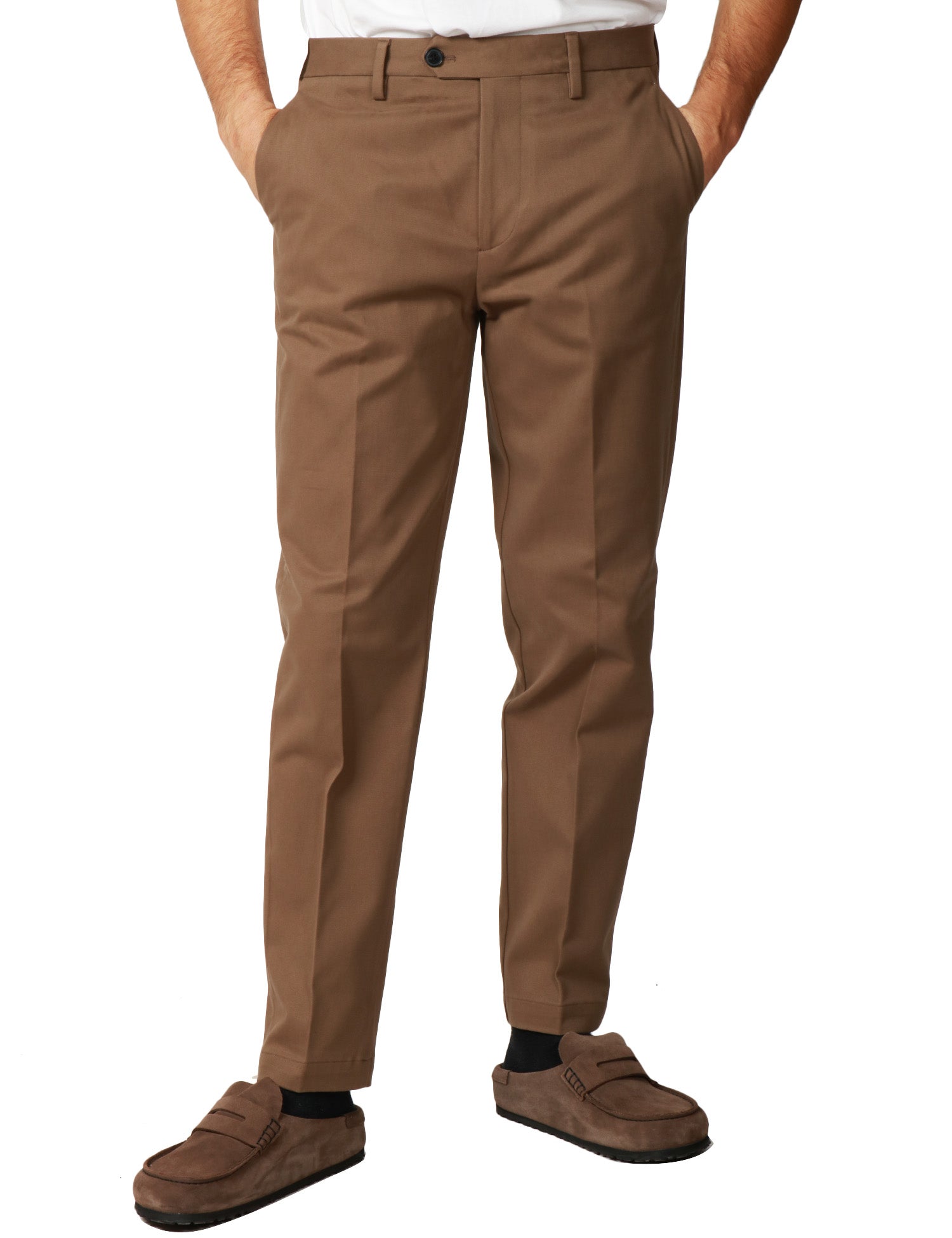 PANTALONE UOMO ENTRE AMIS MARRONE TASCA AMERICA A GAMBA DRITTA