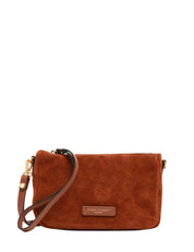 BORSA DONNA GIANNI CHIARINI NORA POUCH COGNAC IN PELLE SCAMOSCIATA CON CINTURINO E TRACOLLA REMOVIBILI