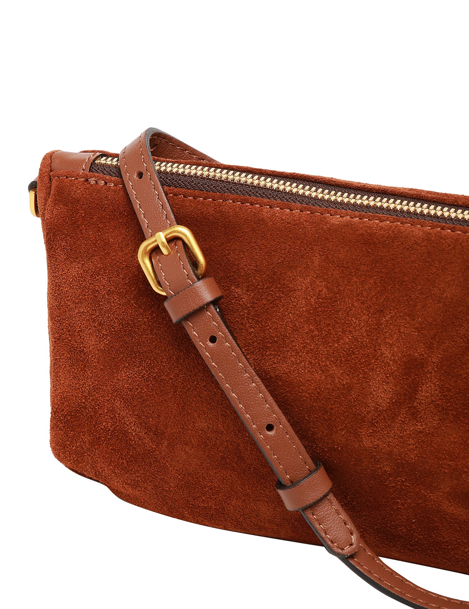 BORSA DONNA GIANNI CHIARINI NORA POUCH COGNAC IN PELLE SCAMOSCIATA CON CINTURINO E TRACOLLA REMOVIBILI