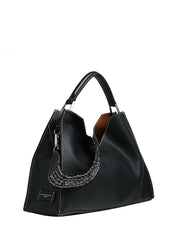 BORSA DONNA GIANNI CHIARINI AURORA NERA IN PELLE DOUBLE GRANA MAXI CON MANICO E TRACOLLA