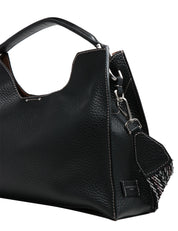 BORSA DONNA GIANNI CHIARINI AURORA NERA IN PELLE DOUBLE GRANA MAXI CON MANICO E TRACOLLA