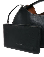 BORSA DONNA GIANNI CHIARINI AURORA NERA IN PELLE DOUBLE GRANA MAXI CON MANICO E TRACOLLA