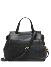 BORSA GIANNI CHIARINI OTTAVIA NERA IN PELLE MARTELLATA CON PATTA E MANICO SUPERIORE