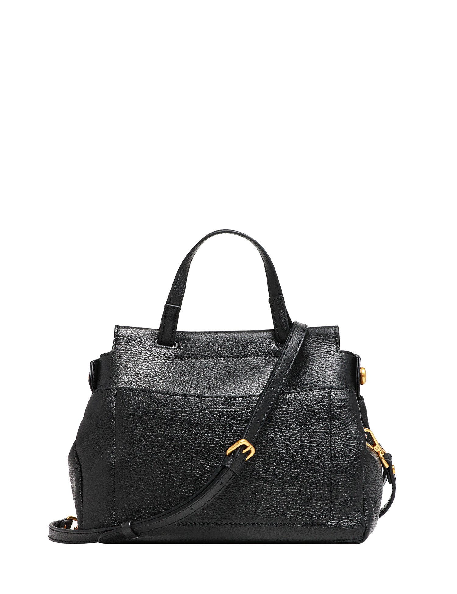 BORSA GIANNI CHIARINI OTTAVIA NERA IN PELLE MARTELLATA CON PATTA E MANICO SUPERIORE