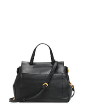 BORSA GIANNI CHIARINI OTTAVIA NERA IN PELLE MARTELLATA CON PATTA E MANICO SUPERIORE