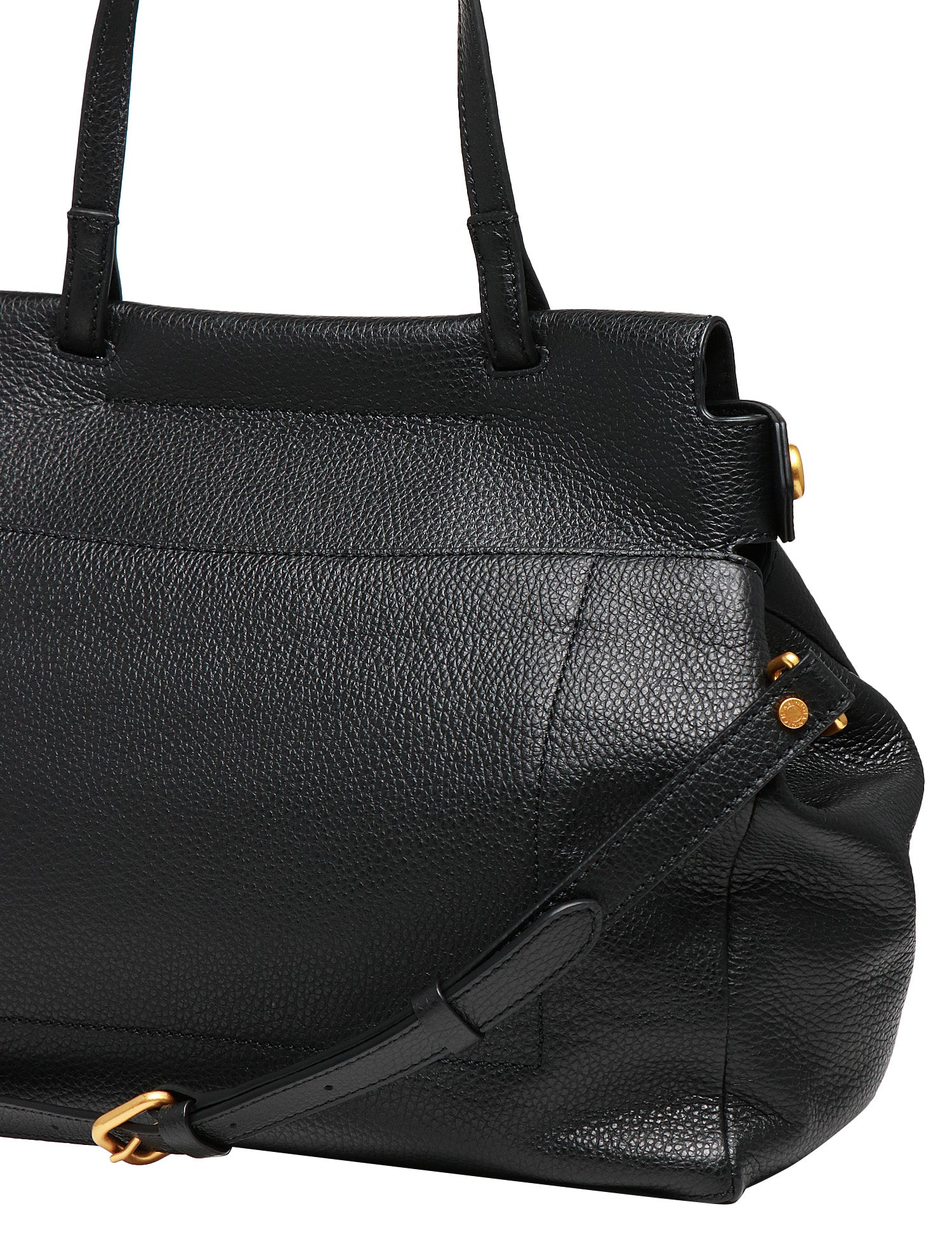 BORSA GIANNI CHIARINI OTTAVIA NERA IN PELLE MARTELLATA CON PATTA E MANICO SUPERIORE
