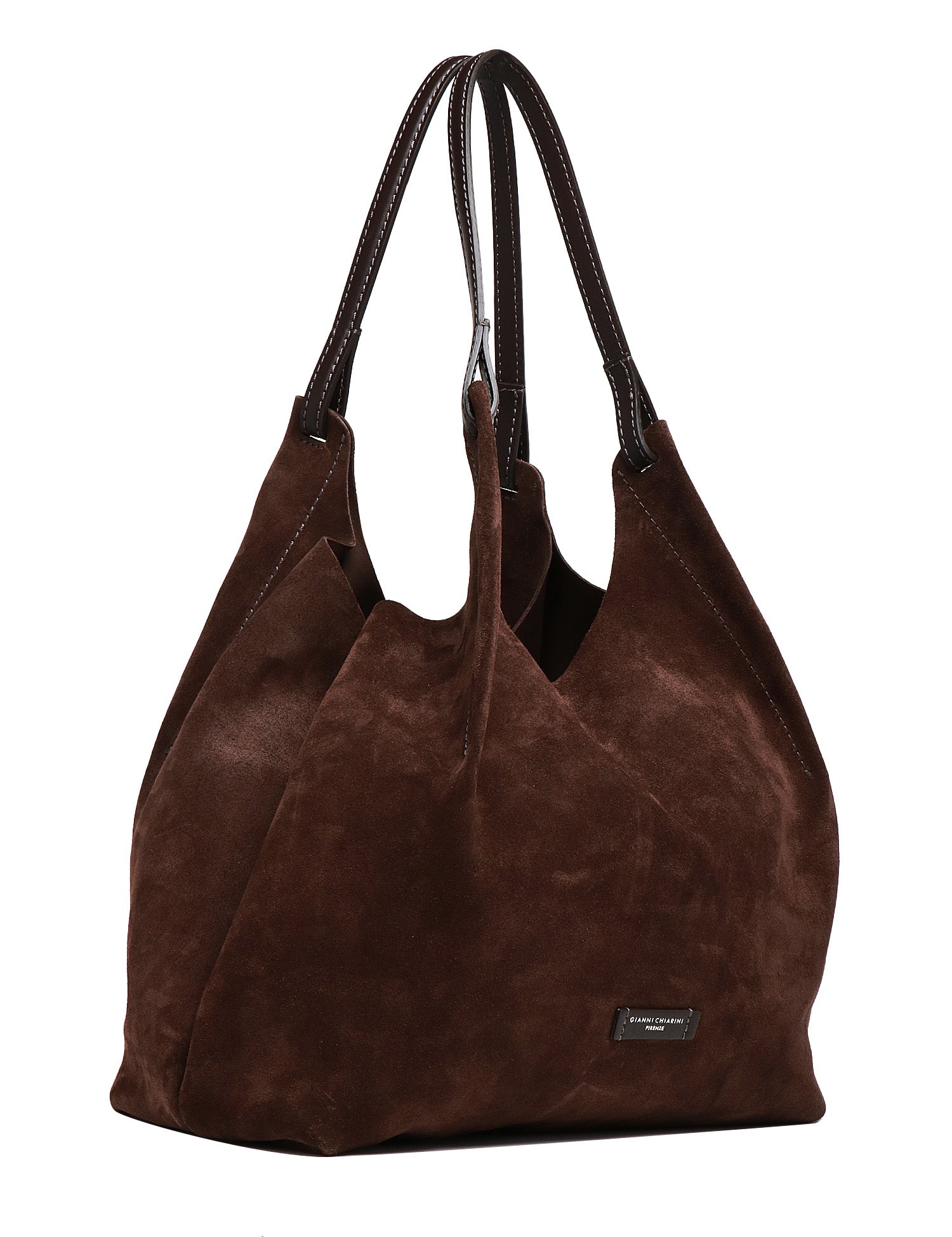 BORSA DONNA GIANNI CHIARINI DUA MOKA IN PELLE SCAMOSCIATA CON DOPPI MANICI