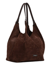 BORSA DONNA GIANNI CHIARINI DUA MOKA IN PELLE SCAMOSCIATA CON DOPPI MANICI