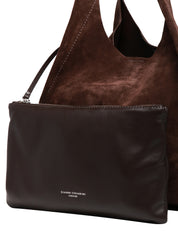 BORSA DONNA GIANNI CHIARINI DUA MOKA IN PELLE SCAMOSCIATA CON DOPPI MANICI