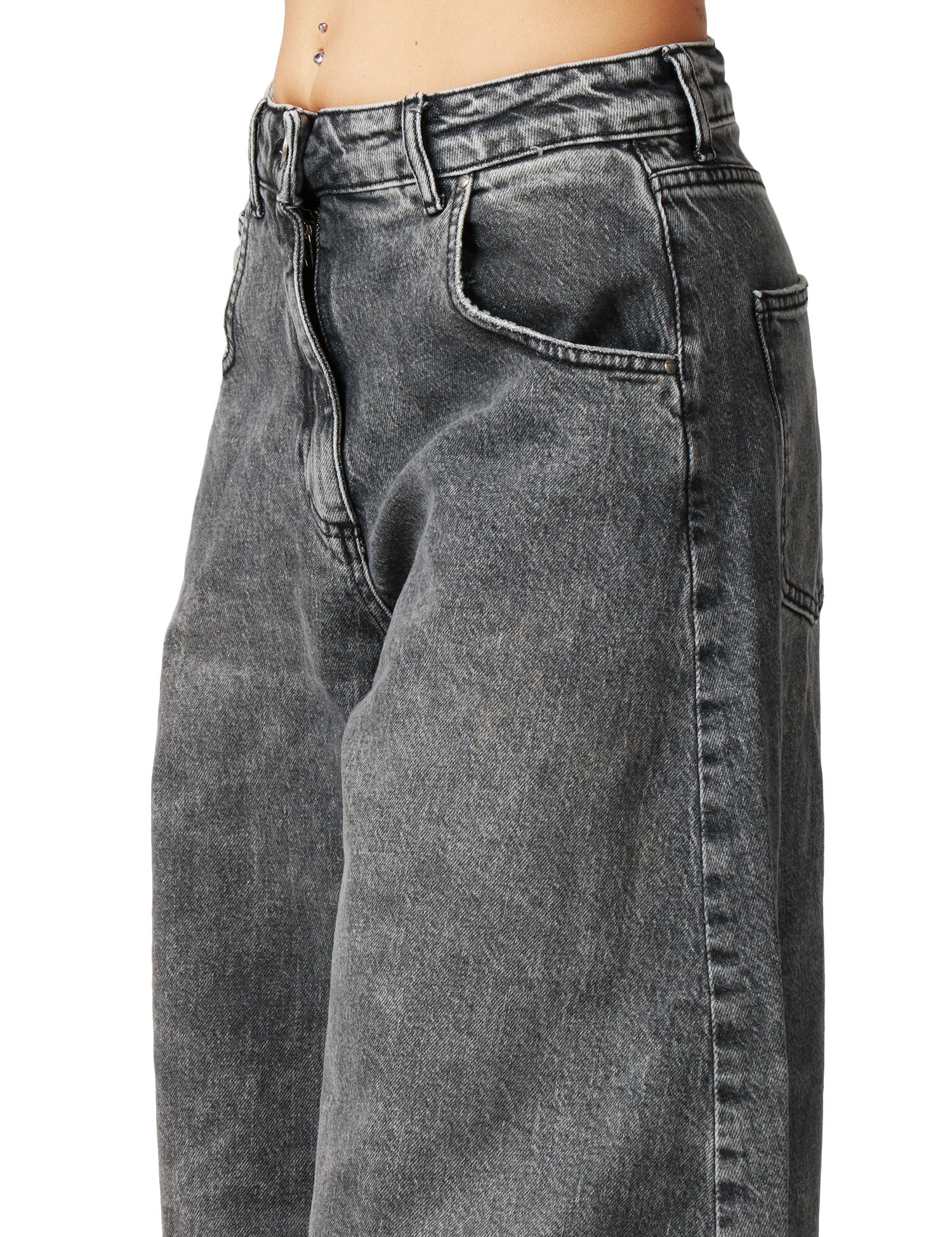 JEANS DONNA GOD SAVE DENIM IRIDE BLACK DENIM BALLON CINQUE TASCHE A VITA ALTA