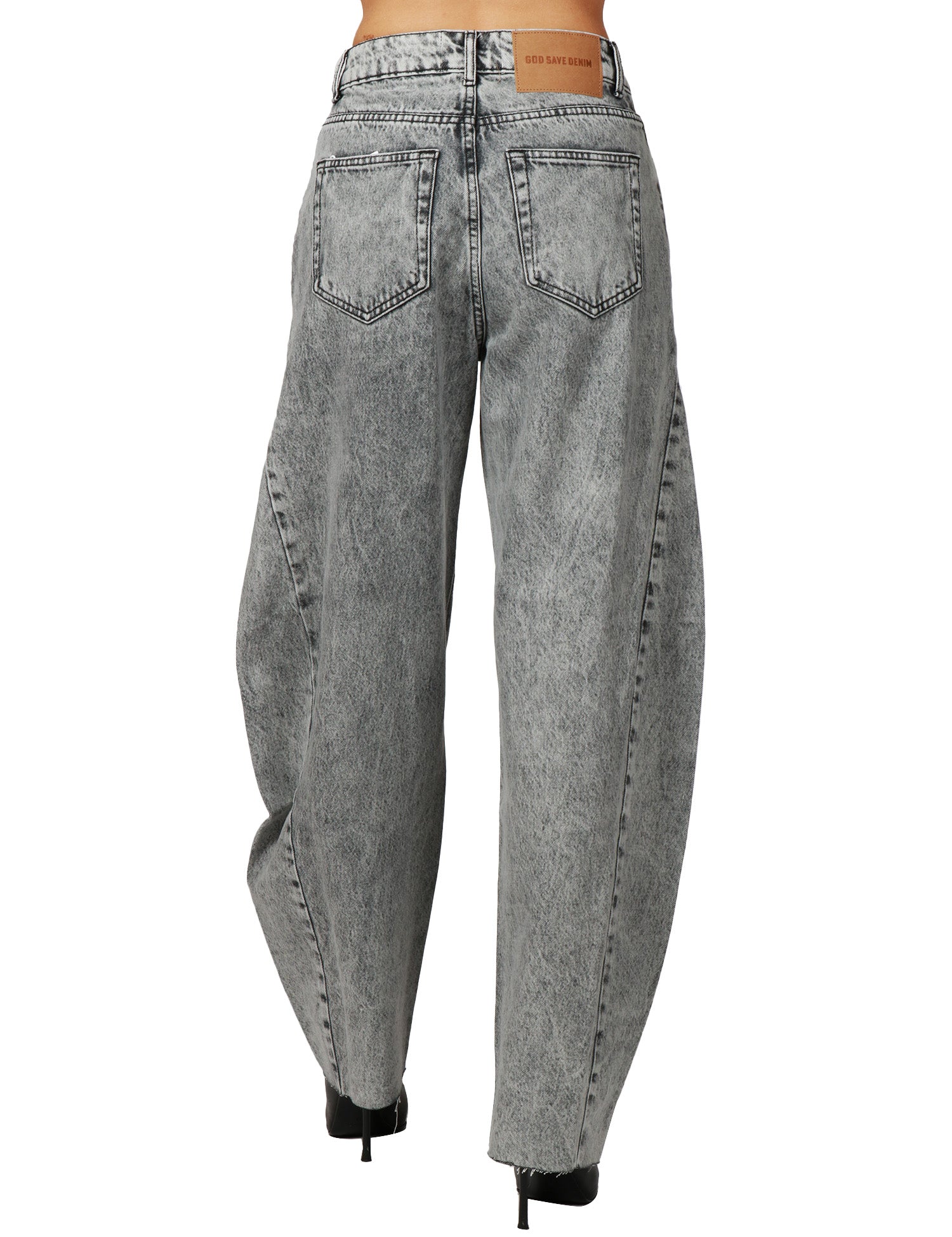 JEANS DONNA GOD SAVE DENIM NEMESI 1 BLACK DENIM BALLON CON CUCITURA SPICCHIO E TAGLIO VIVO