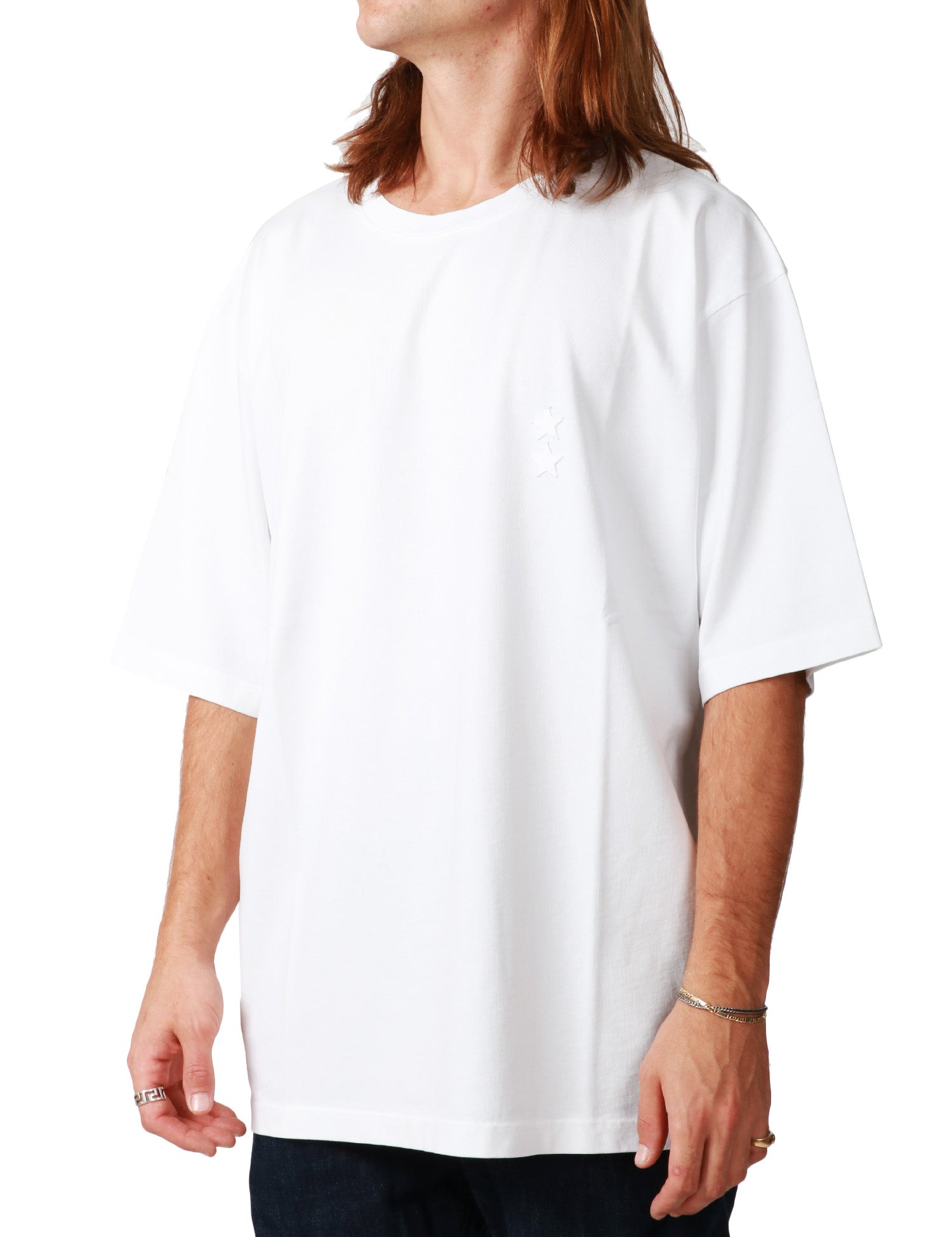 T-SHIRT UOMO ICON DENIM HAAK BIANCA OVER CON RICAMO STELLE SUL PETTO