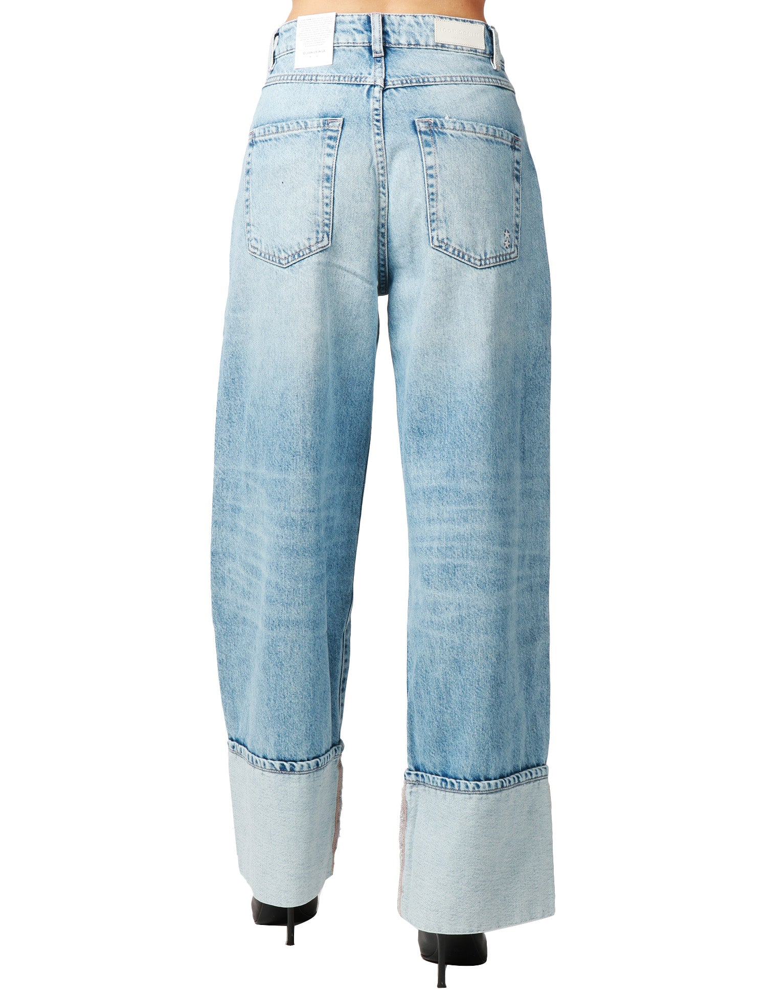 JEANS DONNA ICON DENIM KIKI LAVAGGIO CHIARO GAMBA A PALAZZO CON MAXI RISVOLTO