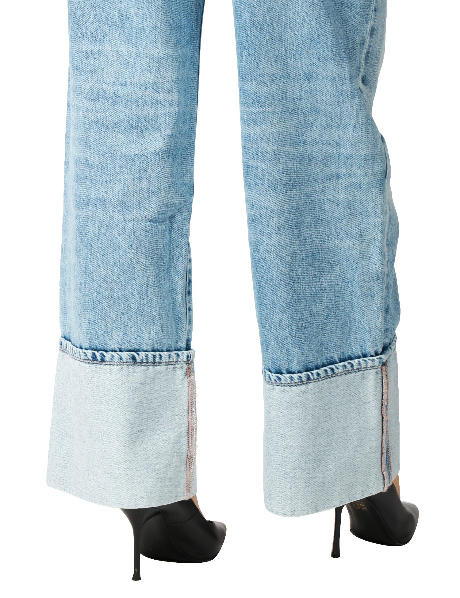 JEANS DONNA ICON DENIM KIKI LAVAGGIO CHIARO GAMBA A PALAZZO CON MAXI RISVOLTO