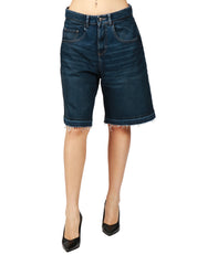 BERMUDA DONNA ICON DENIM LULU LAVAGGIO SCURO CON ORLO SFRANGIATO