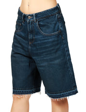 BERMUDA DONNA ICON DENIM LULU LAVAGGIO SCURO CON ORLO SFRANGIATO