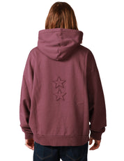 FELPA UOMO ICON DENIM OWN BORDEAUX CON CAPPUCCIO E STELLE RICAMATE DIETRO