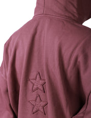 FELPA UOMO ICON DENIM OWN BORDEAUX CON CAPPUCCIO E STELLE RICAMATE DIETRO