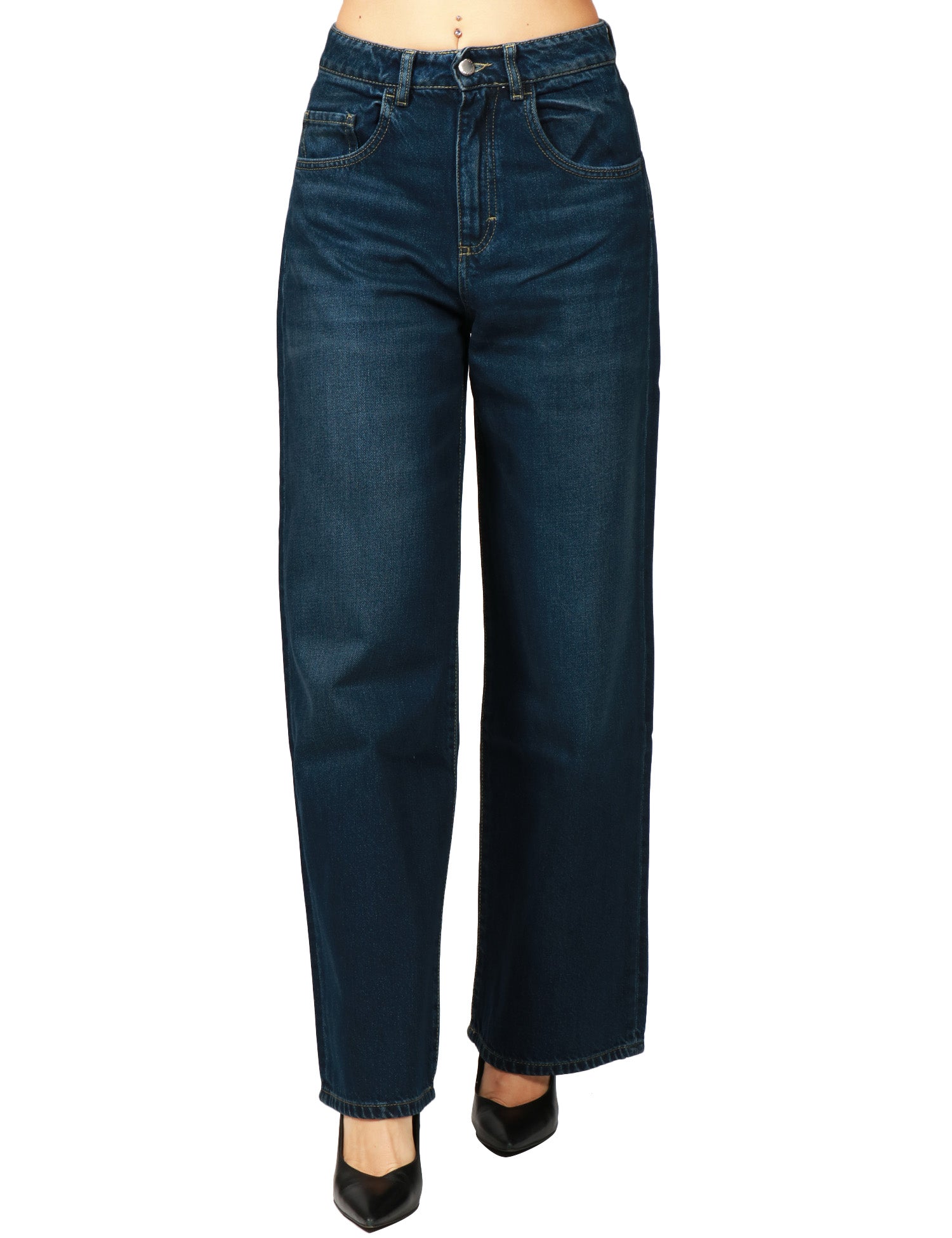 JEANS DONNA ICON DENIM POPPY LAVAGGIO BLU SCURO CINQUE TASCHE A GAMBA DRITTA