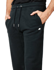 PANTALONE JOGGING UOMO K-WAY MICKYEL NERO IN FELPA DI COTONE CON COULISSE E INTERNO GARZATO