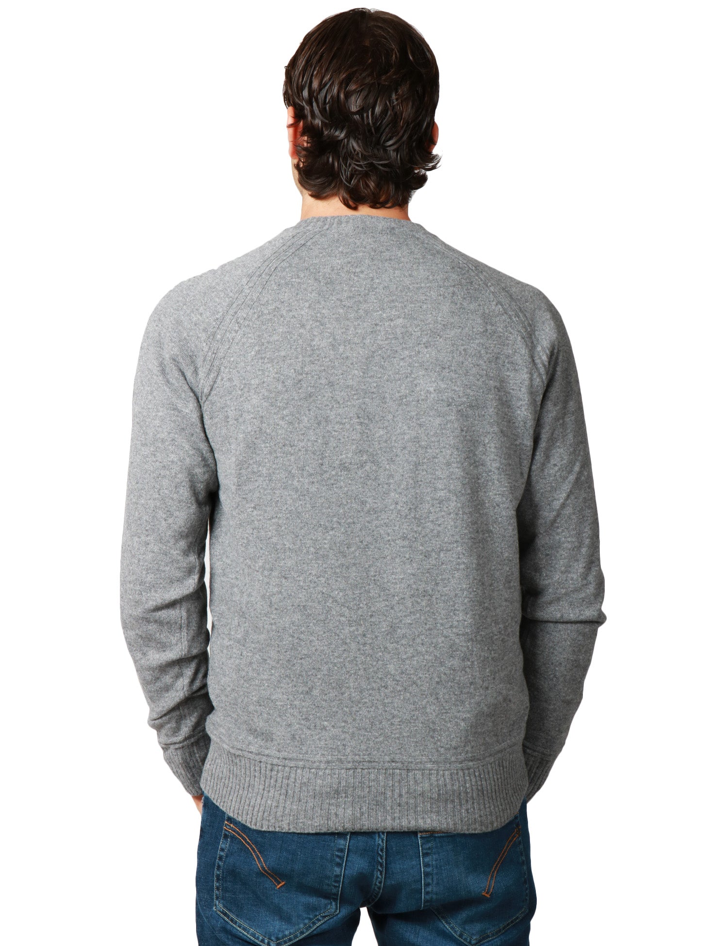 MAGLIONE UOMO K-WAY SEBAS GRIGIO GIROCOLLO CON MANICA RAGLAN IN MISTO LANA E CASHMERE