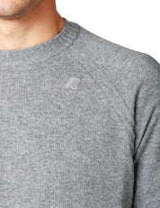 MAGLIONE UOMO K-WAY SEBAS GRIGIO GIROCOLLO CON MANICA RAGLAN IN MISTO LANA E CASHMERE