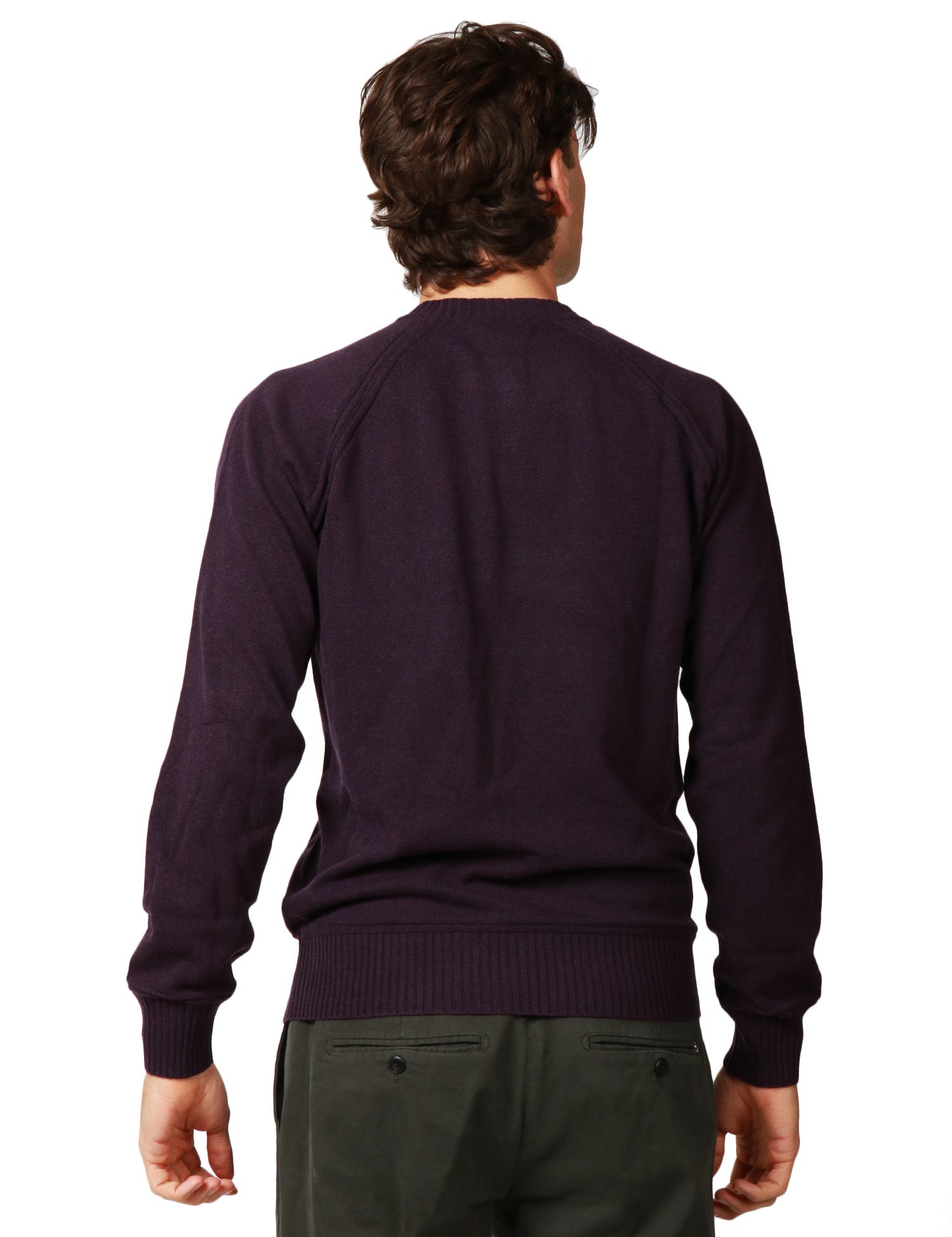MAGLIONE UOMO K-WAY SEBAS VIOLA GIROCOLLO CON MANICA RAGLAN IN MISTO LANA E CASHMERE