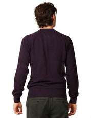 MAGLIONE UOMO K-WAY SEBAS VIOLA GIROCOLLO CON MANICA RAGLAN IN MISTO LANA E CASHMERE