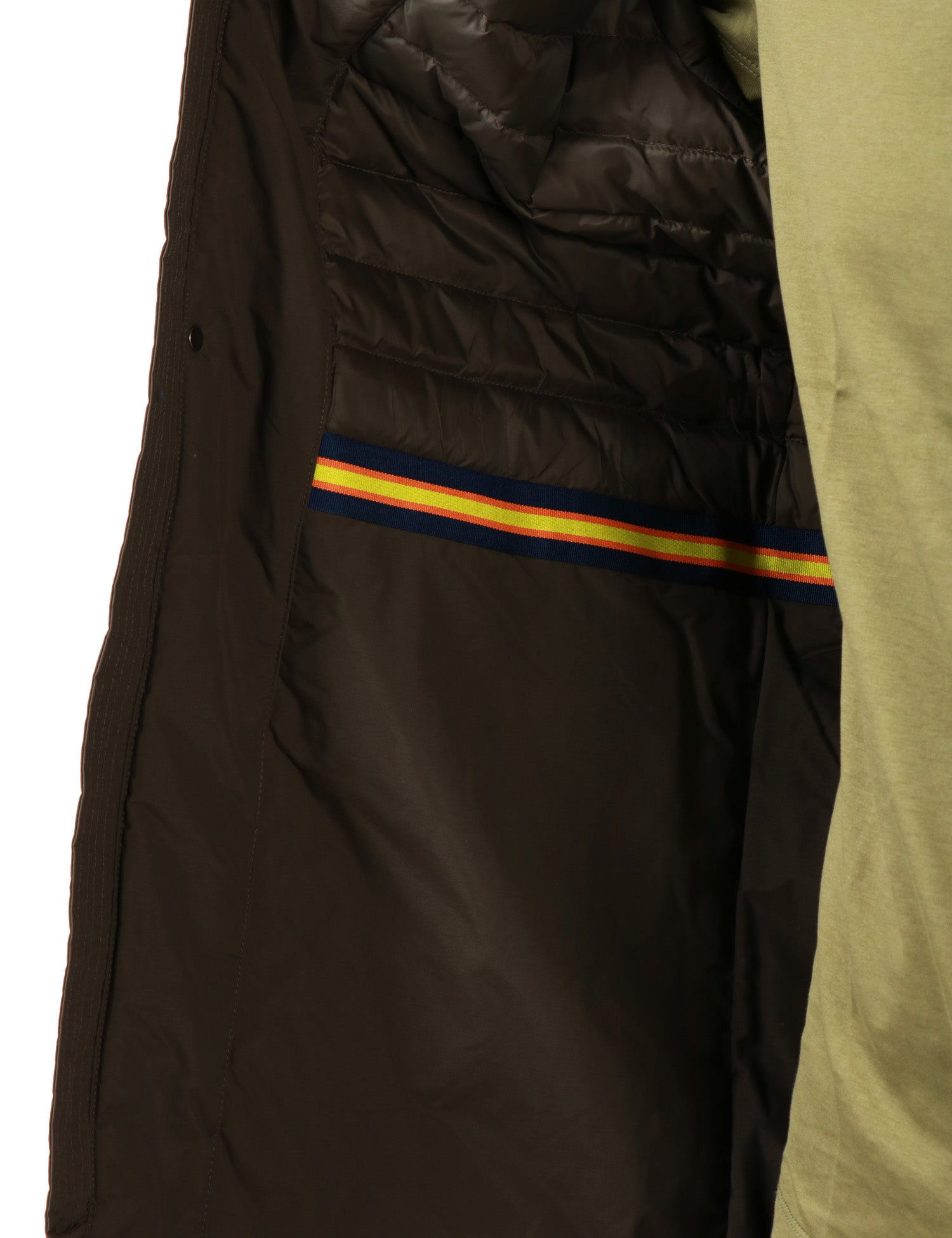 GIUBBOTTO UOMO K-WAYBENNY WARM BLACK OLIVE CON COLLETTO, IN NYLON IMPERMEABILE E ANTIVENTO CON IMBOTTITURA MISTA