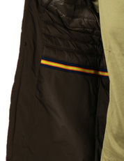 GIUBBOTTO UOMO K-WAYBENNY WARM BLACK OLIVE CON COLLETTO, IN NYLON IMPERMEABILE E ANTIVENTO CON IMBOTTITURA MISTA