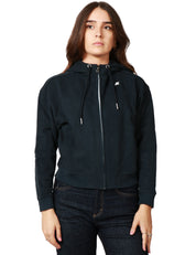 FELPA DONNA K-WAY ARWEN NERA CON CAPPUCCIO E ZIP IN FELPA DI COTONE