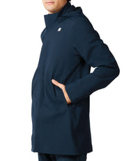 GIUBBOTTO PARKA UOMO K-WAY DUKE BONDED BLUE IN TESSUTO TECNICO A TRE STRATI CON CAPPUCCIO STACCABILE