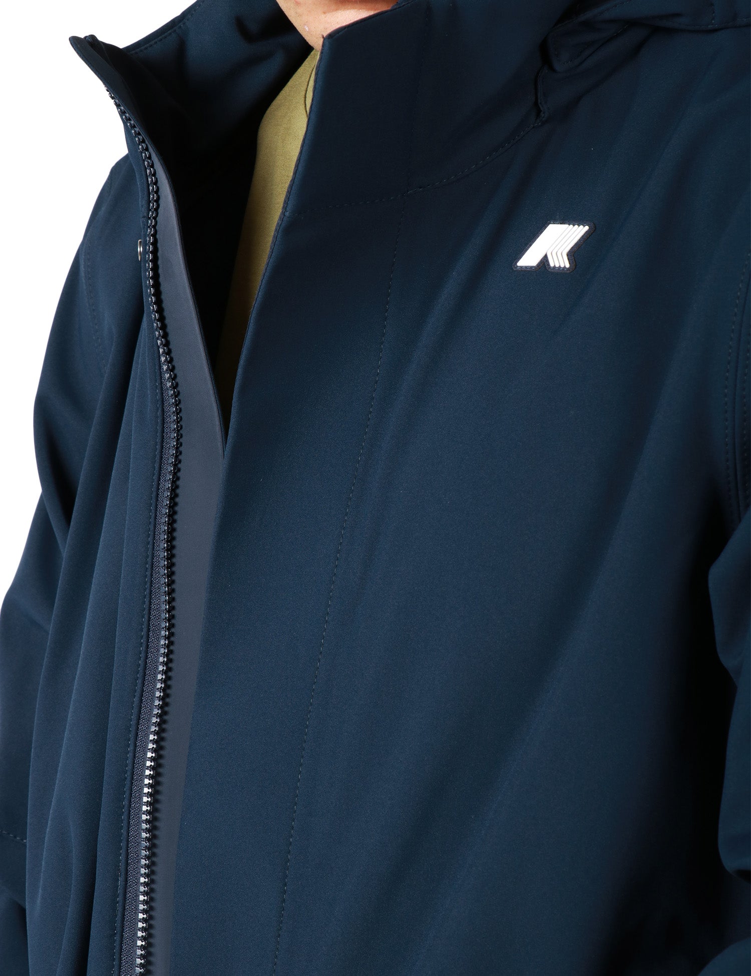 GIUBBOTTO PARKA UOMO K-WAY DUKE BONDED BLUE IN TESSUTO TECNICO A TRE STRATI CON CAPPUCCIO STACCABILE