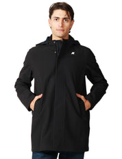 GIUBBOTTO PARKA UOMO K-WAY DUKE BONDED BLACK BLUE IN TESSUTO TECNICO A TRE STRATI CON CAPPUCCIO STACCABILE
