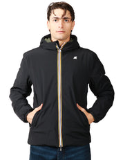 GIUBBINO UOMO K-WAY JACK BLACK/GREEN REVERSIBILE, IMPERMEABILE E ANTIVENTOCON ZIP E CAPPUCCIO