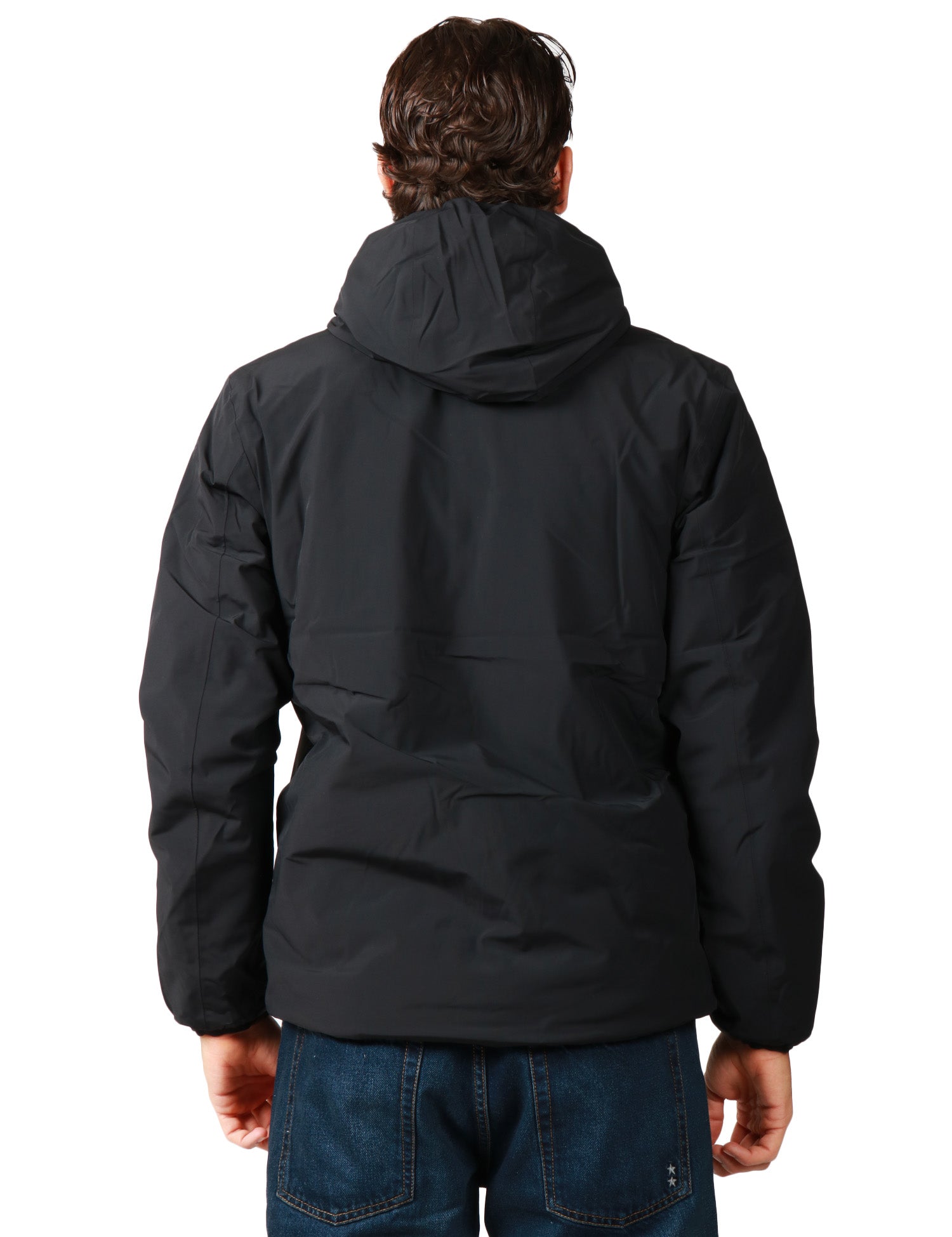 GIUBBINO UOMO K-WAY JACK BLACK/GREEN REVERSIBILE, IMPERMEABILE E ANTIVENTOCON ZIP E CAPPUCCIO