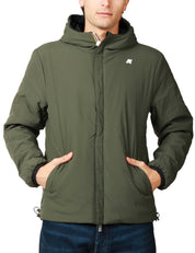 GIUBBINO UOMO K-WAY JACK BLACK/GREEN REVERSIBILE, IMPERMEABILE E ANTIVENTOCON ZIP E CAPPUCCIO