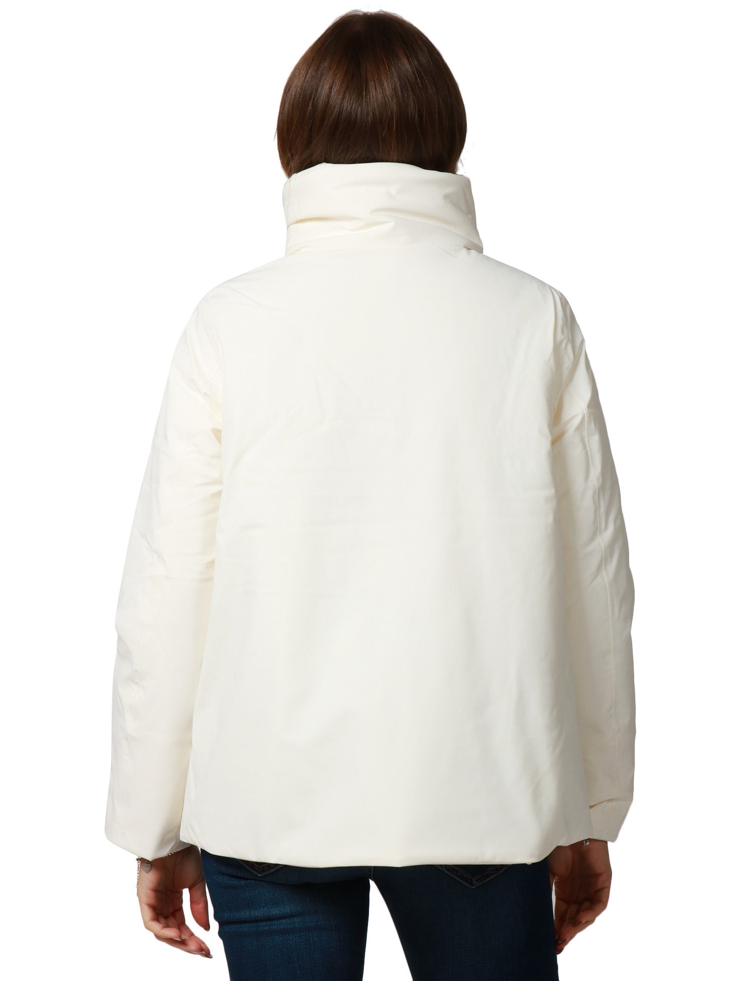 GIUBBOTTO DONNA K-WAY MARLETTE WHITE CON COLLO ALTO E CAPPUCCIO INTEGRATO
