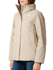 GIUBBOTTO DONNA K-WAY MARLETTE ST WARM BEIGE CON COLLO ALTO E CAPPUCCIO INTEGRATO