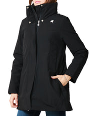 GIUBBOTTO DONNA K-WAY MARLA ST WARM NERO LUNGHEZZA MEDIA CON COLLO ALTO E CAPPUCCIO INTEGRATO