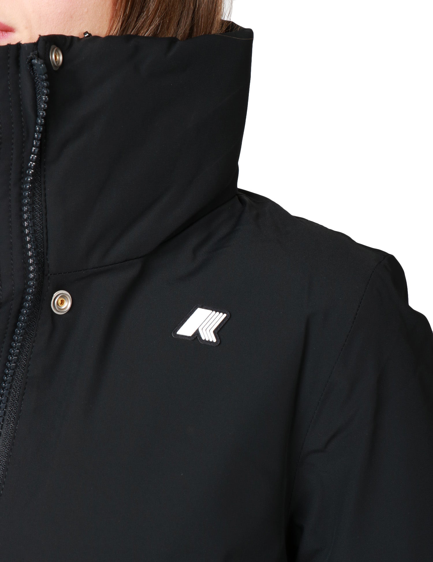 GIUBBOTTO DONNA K-WAY MARLA ST WARM NERO LUNGHEZZA MEDIA CON COLLO ALTO E CAPPUCCIO INTEGRATO