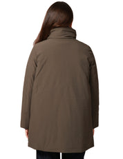 GIUBBOTTO DONNA K-WAY MARLA BLACK OLIVE IMPERMEABILE E ANTIVENTO CON COLLO ALTO E CAPPUCCIO INTEGRATO