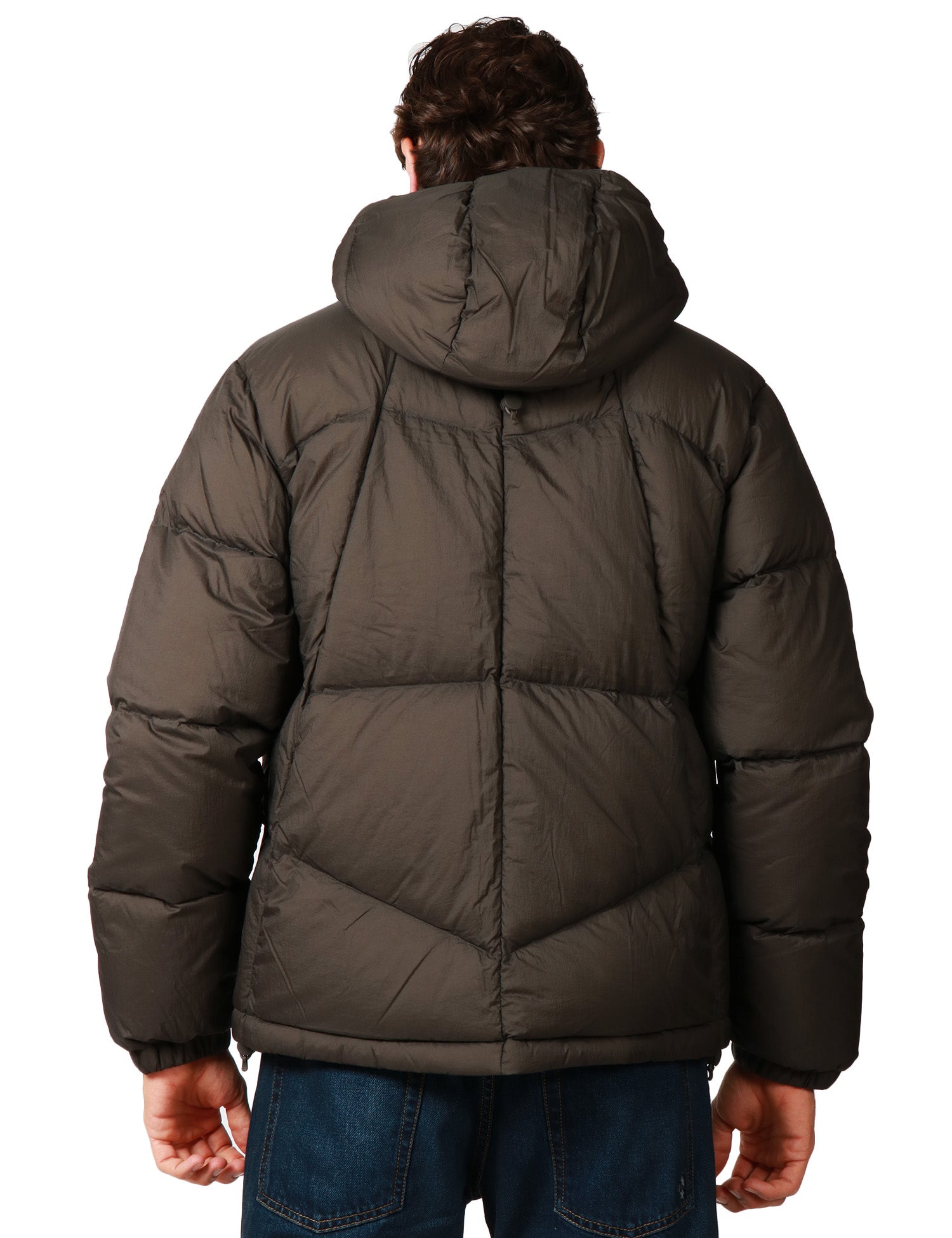 PIUMINO UOMO K-WAY QUILL BLACK OLIVE CON CAPPUCCIO E IMBOTTITURA IN VERA PIUMA MOLINA