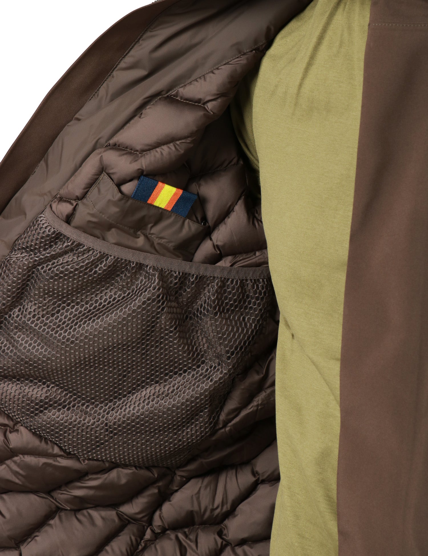 GIUBBOTTO UOMO K-WAY THOMAL BLACK OLIVE IN TESSUTO STRETCH A TRE STARATI CON CAPPUCCIO RIMOVIBILE E IMBOTTITURA TRAPUNTATA