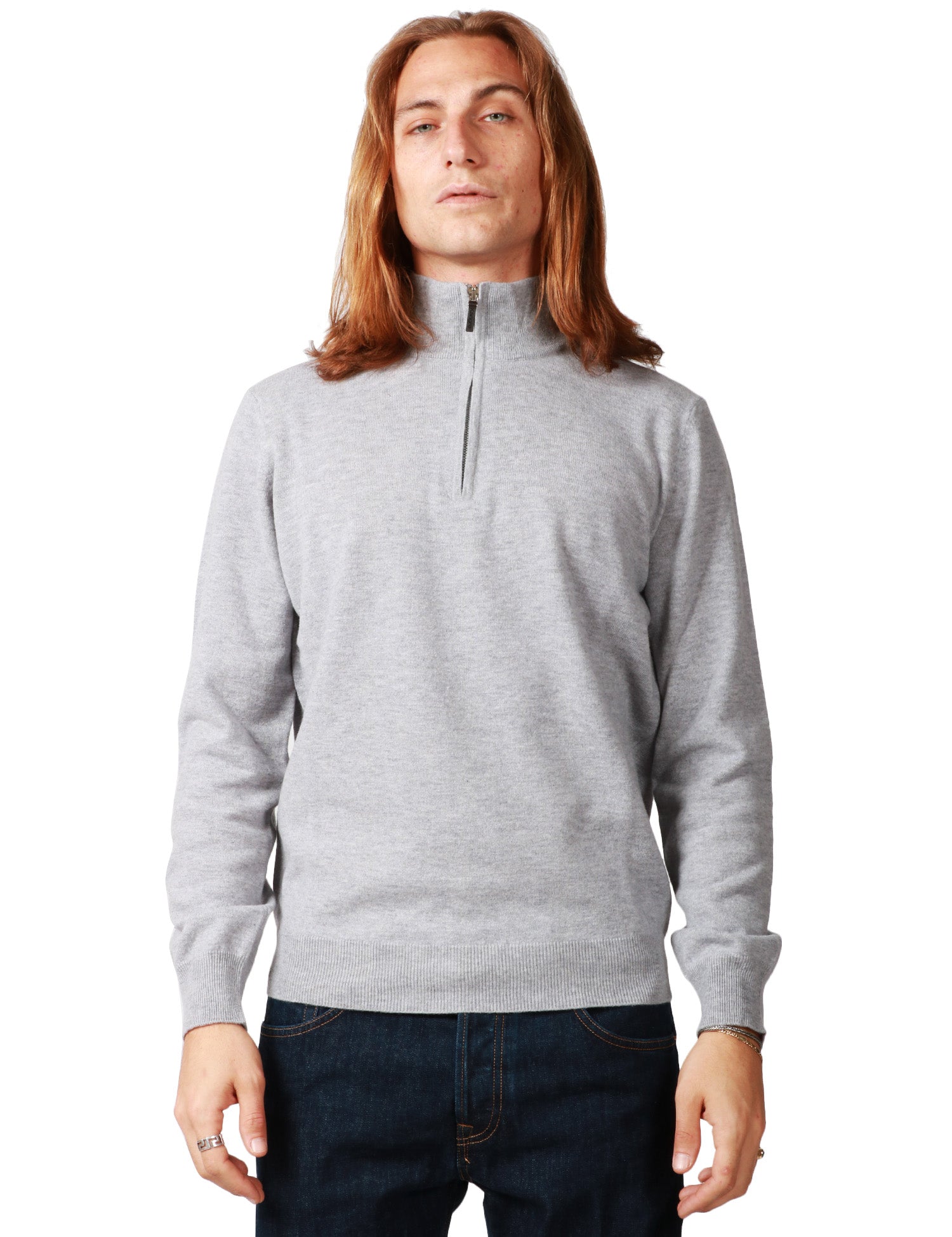 MAGLIA SERAFINO KANGRA PERLA IN LANA RASATA CON COLLO ALTO E MEZZA ZIP