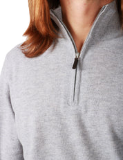 MAGLIA SERAFINO KANGRA PERLA IN LANA RASATA CON COLLO ALTO E MEZZA ZIP